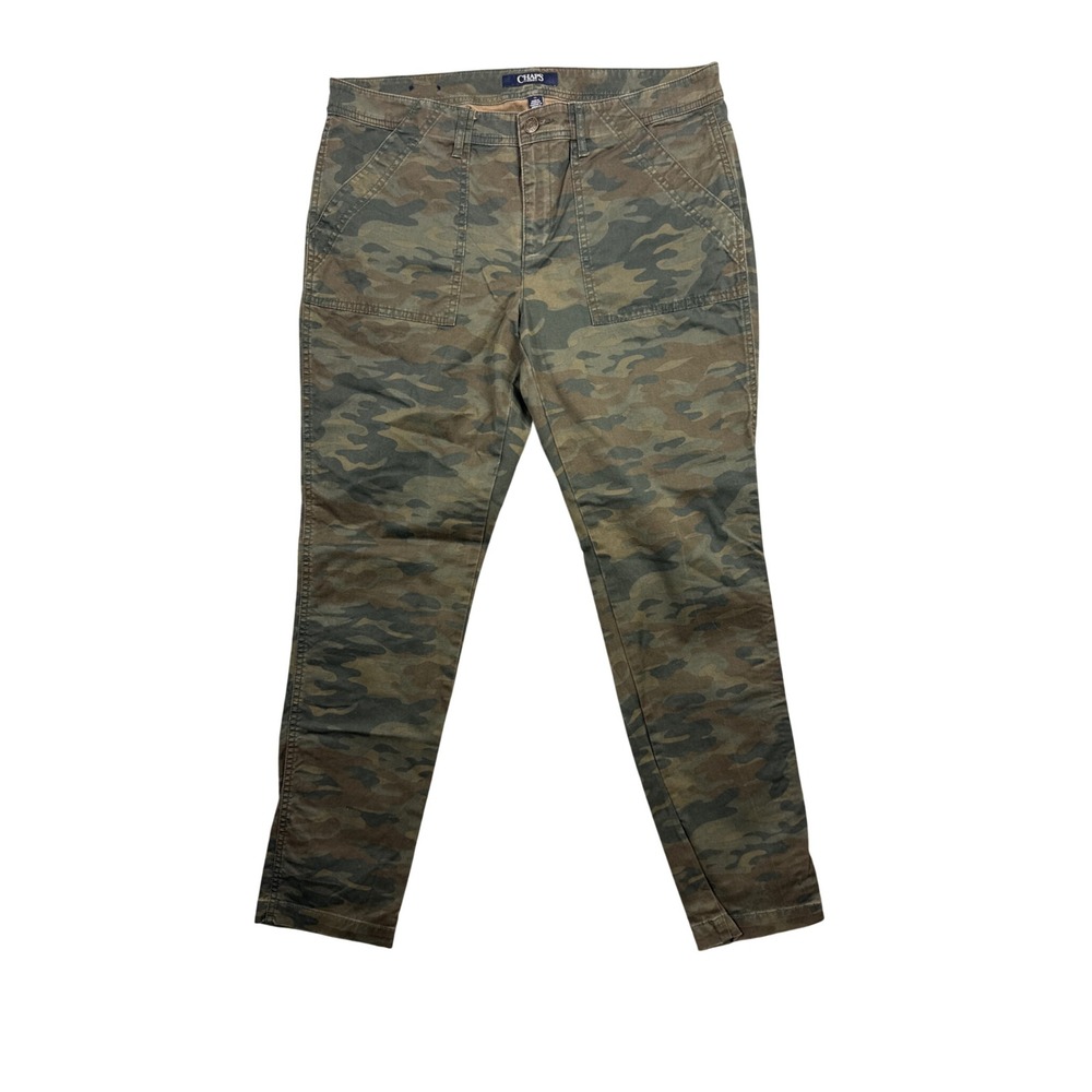 Chaps Womens 12 Green Camo Slim Utility Pants Stretch Military Gorpcore